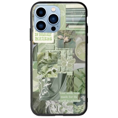 Aesthetic Green iPhone 14 Pro Max Groove TPU (Tempered Glass και TPU)