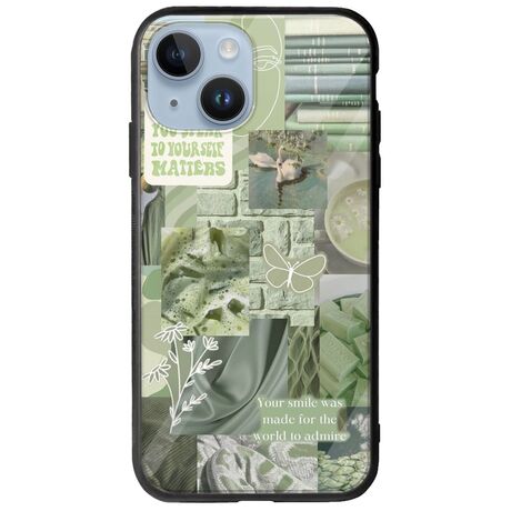 Aesthetic Green iPhone 15 Groove TPU (Tempered Glass και TPU)