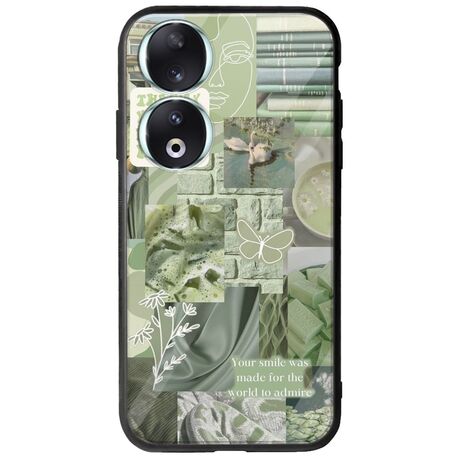 Aesthetic Green Honor 90 5G Groove TPU (Tempered Glass και TPU)