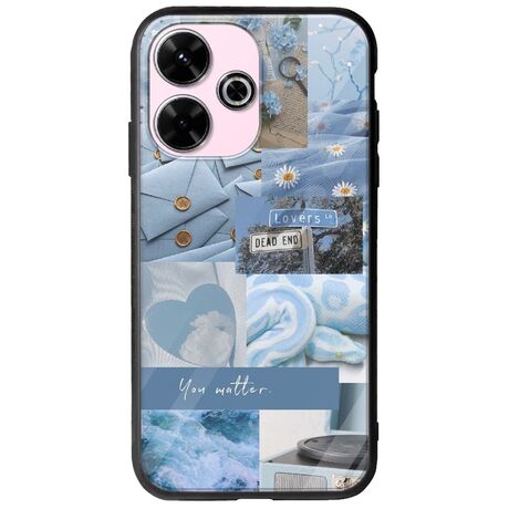 Aesthetic Blue Xiaomi Poco M6 4G Groove TPU (Tempered Glass και TPU)