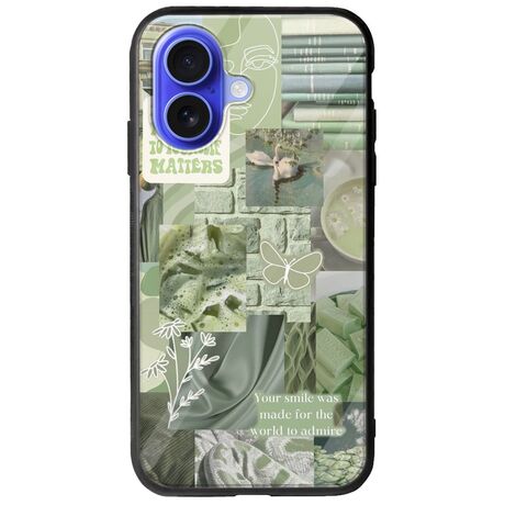 Aesthetic Green iPhone 16 Groove TPU (Tempered Glass και TPU)