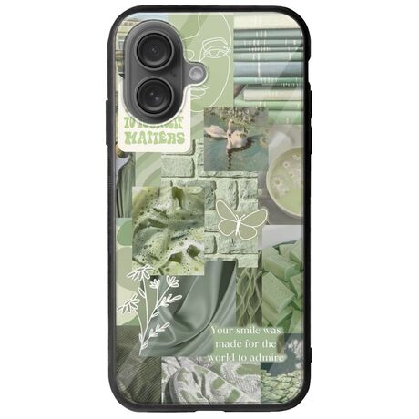 Aesthetic Green iPhone 16 Plus Groove TPU (Tempered Glass και TPU)