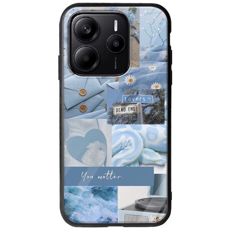 Aesthetic Blue Xiaomi Redmi Note 14 5G Groove TPU (Tempered Glass και TPU)