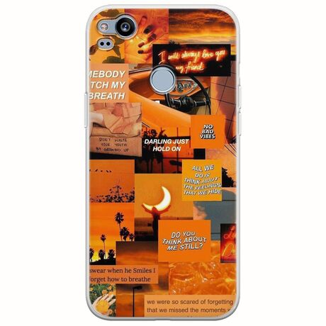 Aesthetic Orange Google Pixel 2 Flexible TPU (Διάφανη Σιλικόνη)