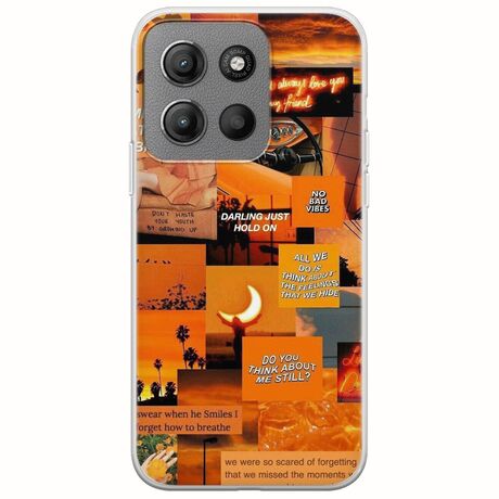 Aesthetic Orange Motorola Moto G15 Flexible TPU (Διάφανη Σιλικόνη)