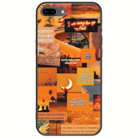 Aesthetic Orange iPhone 8 Plus Black TPU (Μαύρη Σιλικόνη)