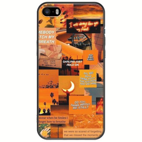 Aesthetic Orange iPhone 5/5s/SE 2016 Black TPU (Μαύρη Σιλικόνη)