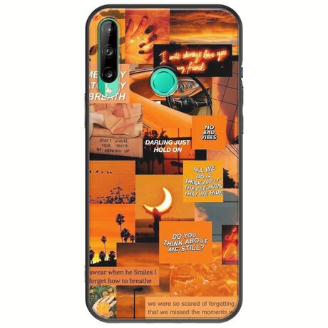 Aesthetic Orange Huawei P40 Lite E Black TPU (Μαύρη Σιλικόνη)