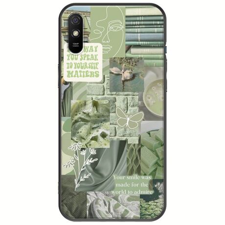 Aesthetic Green Xiaomi Redmi 9A Black TPU (Μαύρη Σιλικόνη)