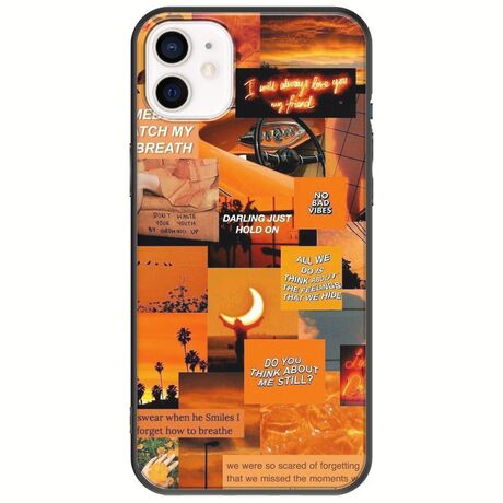 Aesthetic Orange iPhone 12 Black TPU (Μαύρη Σιλικόνη)