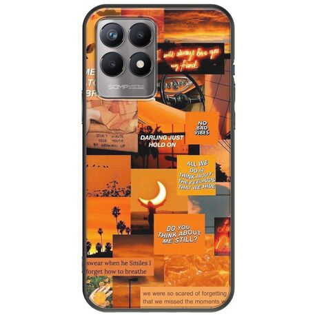 Aesthetic Orange Realme 8i Black TPU (Μαύρη Σιλικόνη)