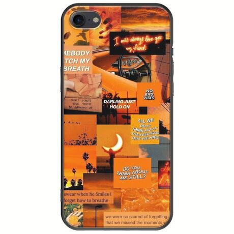 Aesthetic Orange iPhone SE (2022) 5G Black TPU (Μαύρη Σιλικόνη)