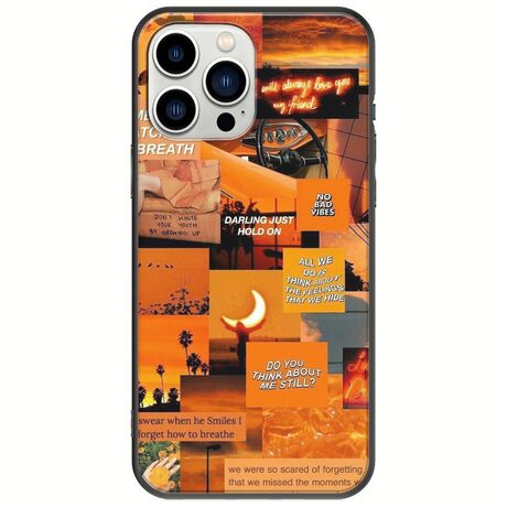 Aesthetic Orange iPhone 14 Pro Black TPU (Μαύρη Σιλικόνη)