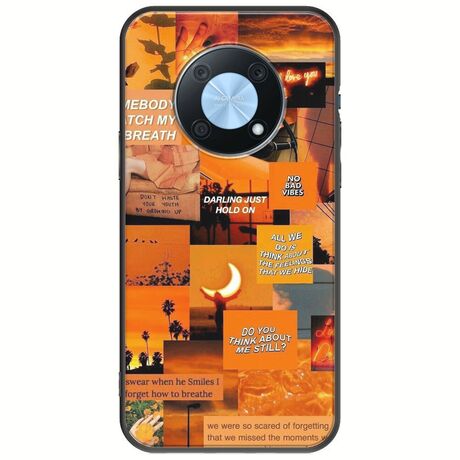 Aesthetic Orange Huawei Nova Y90 Black TPU (Μαύρη Σιλικόνη)