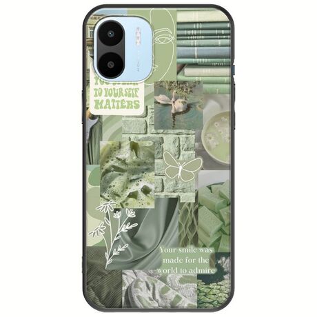 Aesthetic Green Xiaomi Redmi A1 Black TPU (Μαύρη Σιλικόνη)