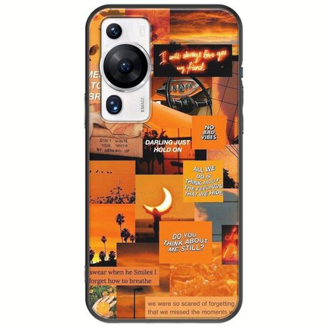Aesthetic Orange Huawei P60 Pro Black TPU (Μαύρη Σιλικόνη)