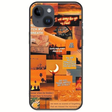Aesthetic Orange iPhone 15 Plus Black TPU (Μαύρη Σιλικόνη)