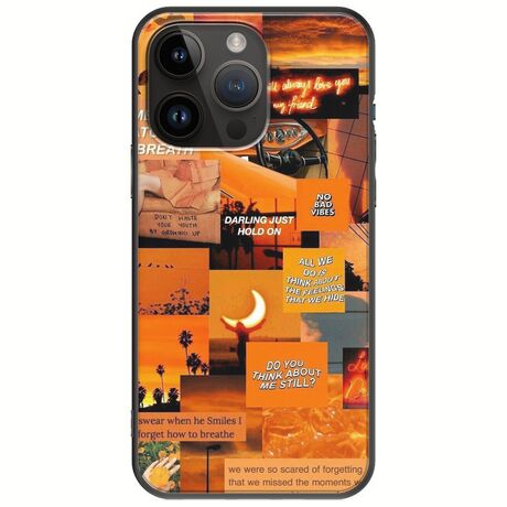 Aesthetic Orange iPhone 15 Pro Max Black TPU (Μαύρη Σιλικόνη)