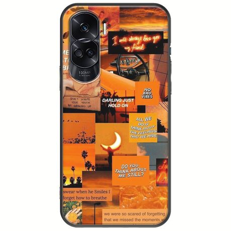 Aesthetic Orange Honor 90 Lite 5G Black TPU (Μαύρη Σιλικόνη)