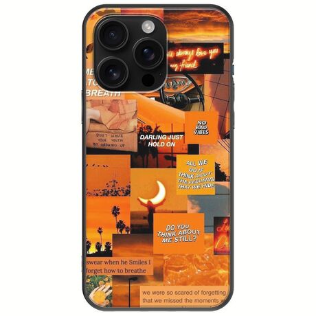 Aesthetic Orange iPhone 16 Pro Max Black TPU (Μαύρη Σιλικόνη)