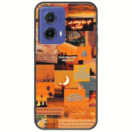 Aesthetic Orange Motorola Moto G85 5G Black TPU (Μαύρη Σιλικόνη)