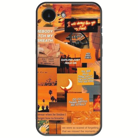 Aesthetic Orange iPhone 16e Black TPU (Μαύρη Σιλικόνη)