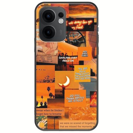 Aesthetic Orange Oppo Reno 13 F 5G Black TPU (Μαύρη Σιλικόνη)