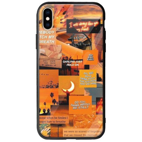 Aesthetic Orange iPhone XS Max Groove TPU (Tempered Glass και TPU)