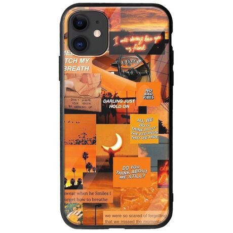 Aesthetic Orange iPhone 11 Groove TPU (Tempered Glass και TPU)