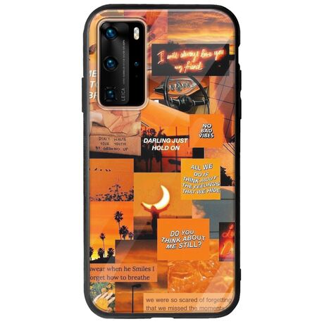 Aesthetic Orange Huawei P40 Pro Groove TPU (Tempered Glass και TPU)