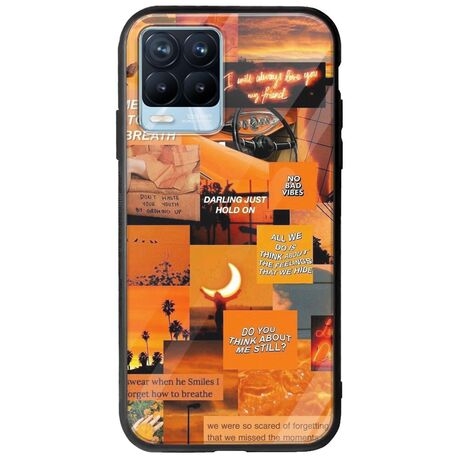 Aesthetic Orange Realme 8 / 8 Pro Groove TPU (Tempered Glass και TPU)