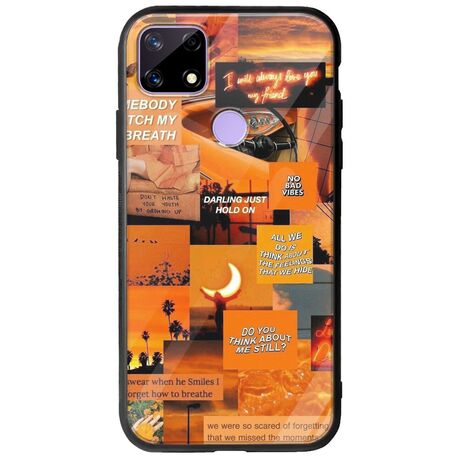 Aesthetic Orange Realme C21 Groove TPU (Tempered Glass και TPU)