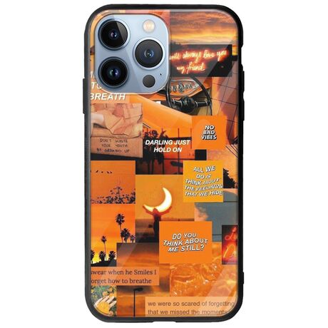 Aesthetic Orange iPhone 13 Pro Groove TPU (Tempered Glass και TPU)