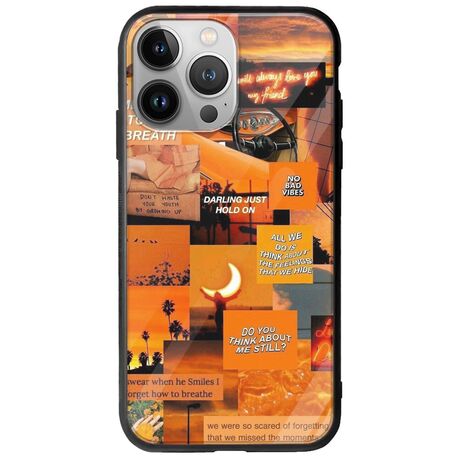 Aesthetic Orange iPhone 13 Pro Max Groove TPU (Tempered Glass και TPU)