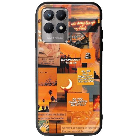 Aesthetic Orange Realme 8i Groove TPU (Tempered Glass και TPU)