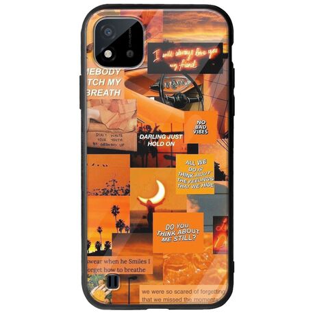 Aesthetic Orange Realme C11 2021 Groove TPU (Tempered Glass και TPU)