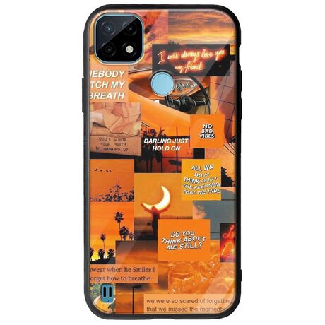 Aesthetic Orange Realme C21Y / Realme C25Y Groove TPU (Tempered Glass και TPU)
