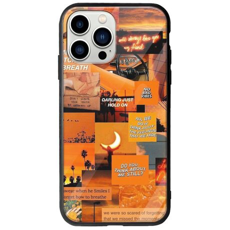 Aesthetic Orange iPhone 14 Pro Groove TPU (Tempered Glass και TPU)