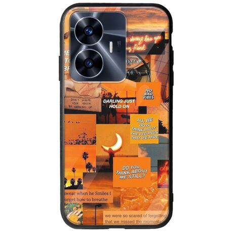 Aesthetic Orange Realme C55 Groove TPU (Tempered Glass και TPU)