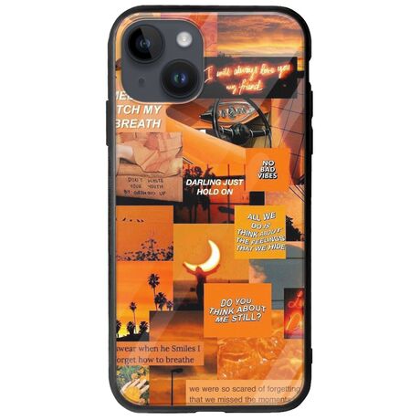 Aesthetic Orange iPhone 15 Plus Groove TPU (Tempered Glass και TPU)