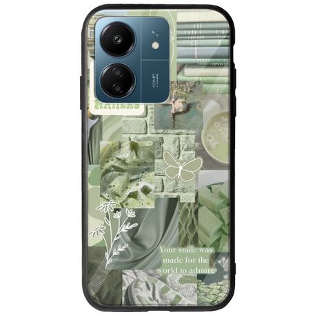 Aesthetic Green Xiaomi Redmi 13C Groove TPU (Tempered Glass και TPU)
