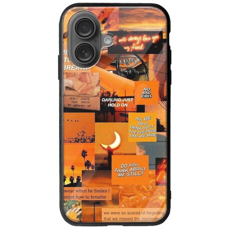 Aesthetic Orange iPhone 16 Plus Groove TPU (Tempered Glass και TPU)