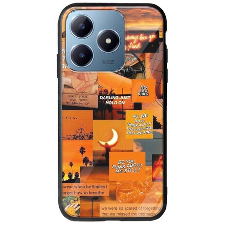 Aesthetic Orange Realme C63 Groove TPU (Tempered Glass και TPU)