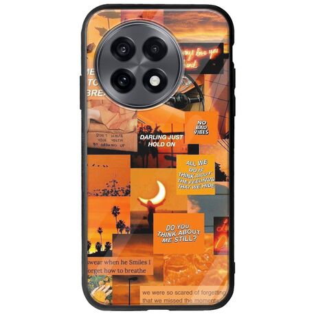 Aesthetic Orange OnePlus 13R 5G Groove TPU (Tempered Glass και TPU)