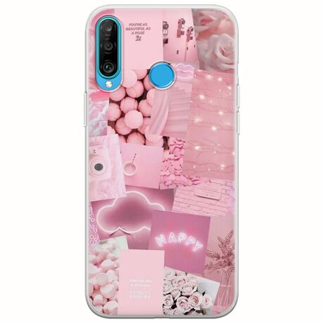 Aesthetic Pink Huawei P30 Lite Flexible TPU (Διάφανη Σιλικόνη)