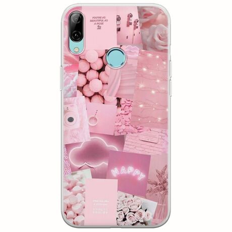 Aesthetic Pink Huawei Y7 2019 Flexible TPU (Διάφανη Σιλικόνη)