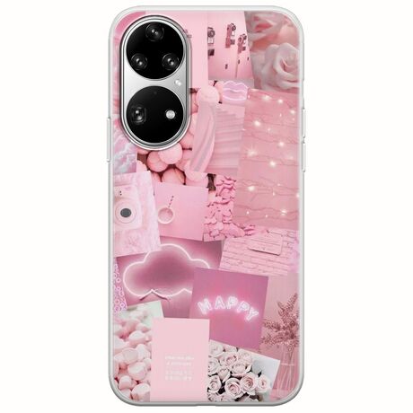 Aesthetic Pink Huawei P50 Pro Flexible TPU (Διάφανη Σιλικόνη)