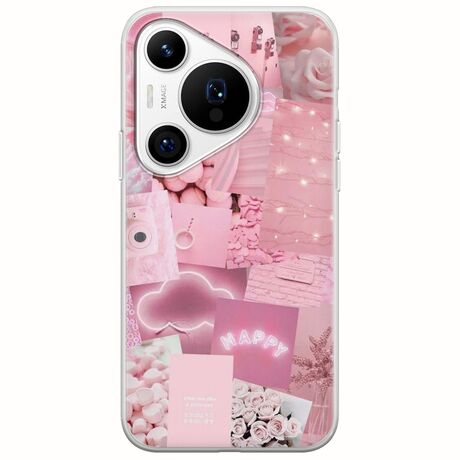 Aesthetic Pink Huawei Pura 70 Pro Flexible TPU (Διάφανη Σιλικόνη)
