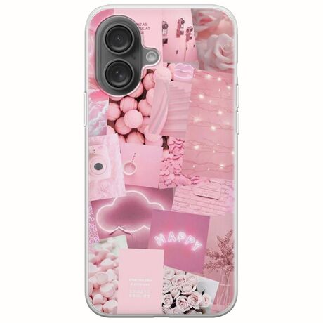 Aesthetic Pink iPhone 16 Plus Flexible TPU (Διάφανη Σιλικόνη)
