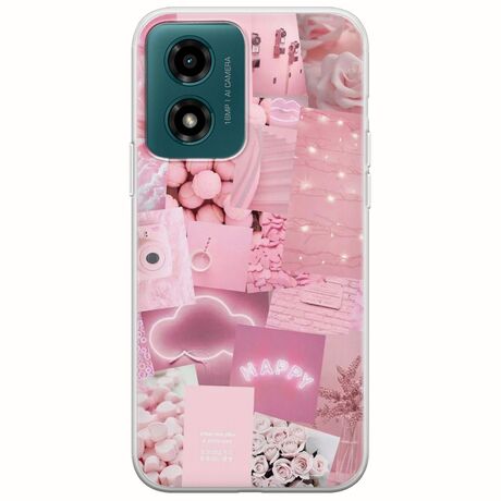 Aesthetic Pink Motorola Moto G04s Flexible TPU (Διάφανη Σιλικόνη)